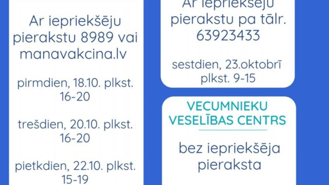 Šonedēļ vakcīnu pret Covid-19 var saņemt Bauskā un Vecumniekos