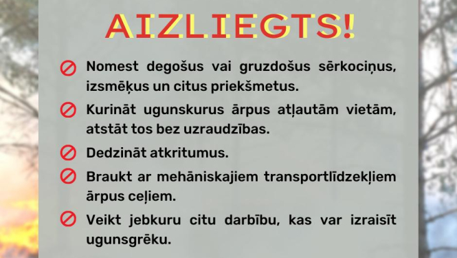 Aicina ievērot ugunsdrošību mežā