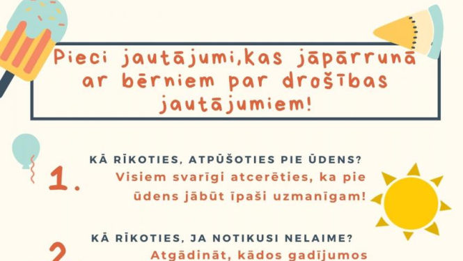 Bērnu drošība vasarā: 5 jautājumi, kas jāpārrunā ar bērniem