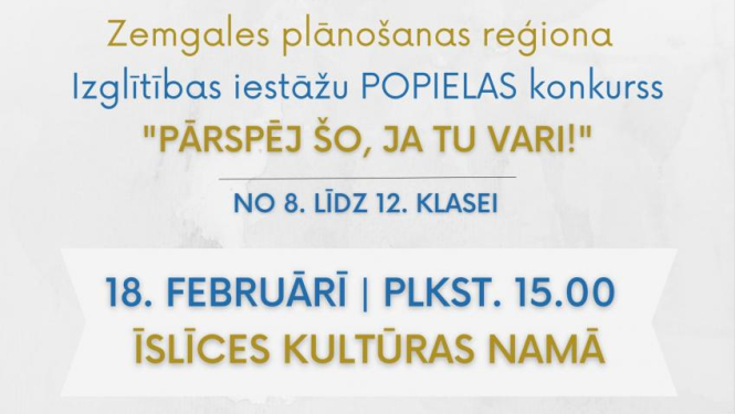 Biedrība "Laiks Jauniešiem" organizē popielas konkursu