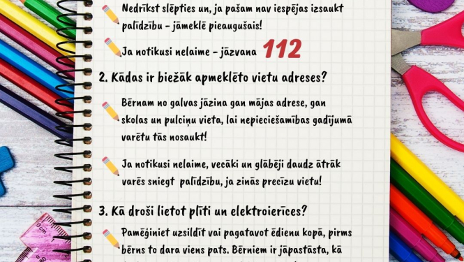 Pirms mācību gada sākuma atgādiniet bērniem par drošību