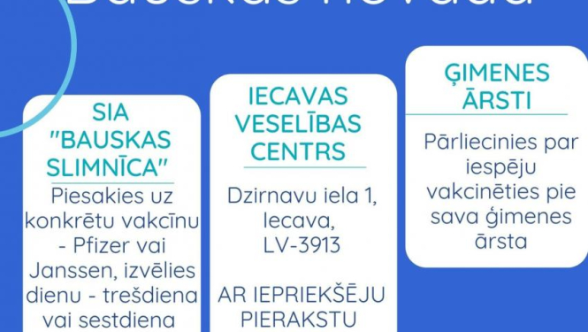 Covid-19 vakcinācijas iespējas Bauskas novadā