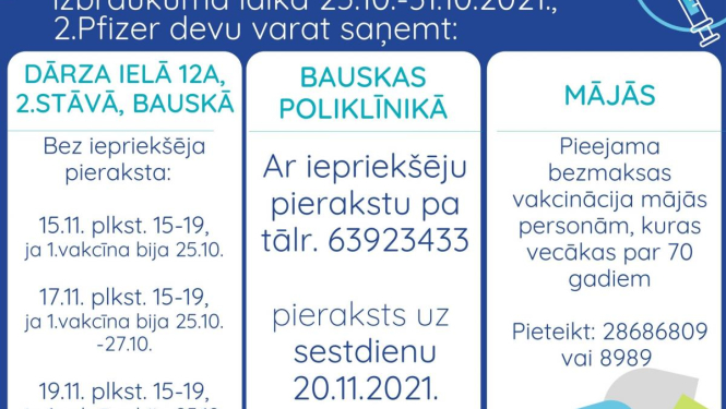 Aktuāla informācija par 2.potes saņemšanu pret Covid - 19
