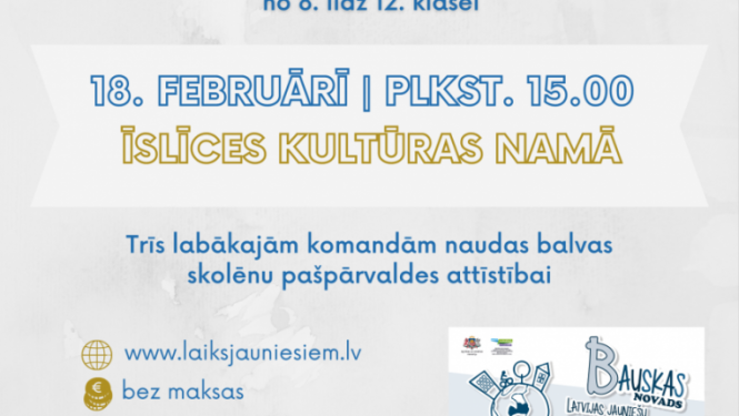 Izglītības iestādes aicina piedalīties popielas konkursā «Pārspēj šo, ja Tu vari!»
