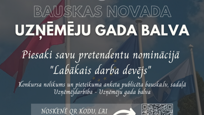 Apbalvoti konkursa «Bauskas novada uzņēmēju gada balva 2022» uzvarētāji     16. septembra vakarā Bauskas pilī notika svinīgs pasākums, kurā pašvaldība godināja Bauskas novada uzņēmējus. Konkurss “Bauskas novada uzņēmēju gada balva 2022”, pēc četru novadu (Bauskas, Iecavas, Vecumnieku un Rundāles) apvienošanas, tika rīkots pirmo reizi.   Ievadā pasākuma viesus uzrunāja un sveica Bauskas novada domes priekšsēdētājs Aivars Okmanis. Viņš uzsvēra, ka pašvaldība lepojas ar ikvienu novada uzņēmumu, jo uzņēmēji ir 