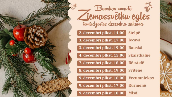Ziemassvētku eglīšu izgaismošanas pasākumi Bauskas novadā