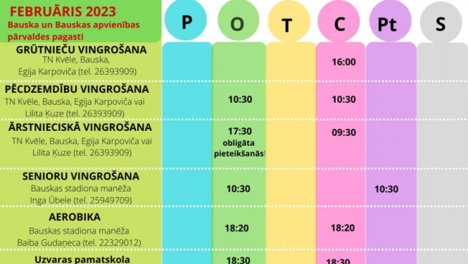 Veselības veicināšanas projektu aktivitātes februārī