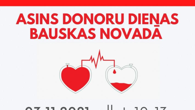 Bauskas novadā asinis varēs nodot 3.,10. un 25.novembrī