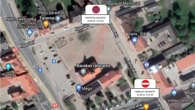 Satiksmes ierobežojumi Bauskas Velo rudens laikā 2022.gada 25.septembrī