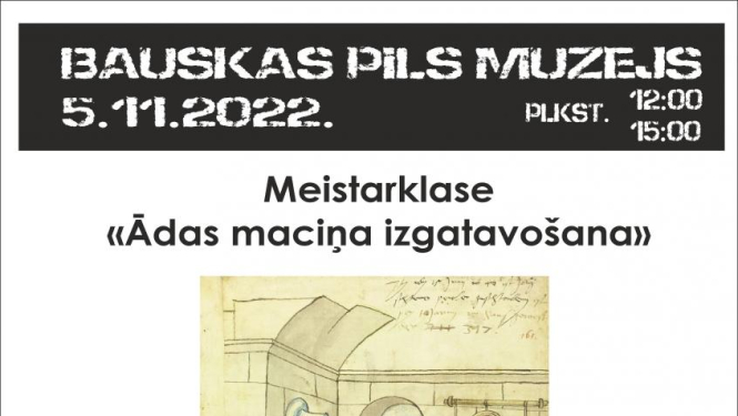 Bauskas pils muzejā notiks meistarklase «Ādas maciņa izgatavošana»