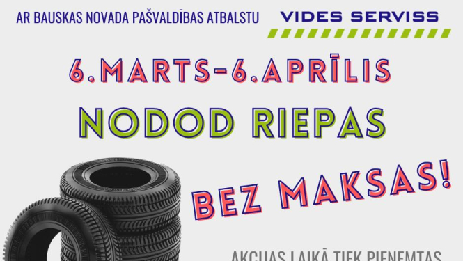 Mēneša garumā bez maksas var nodot automašīnu riepas