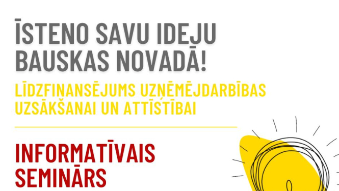 Piedalies tiešsaistes informatīvajā seminārā līdzfinansējuma konkursam «Īsteno savu ideju Bauskas novadā»