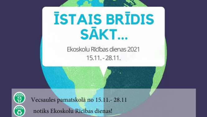 Vecsaules pamatskola aicina ikvienu iesaistīties Ekoskolu Rīcības dienā