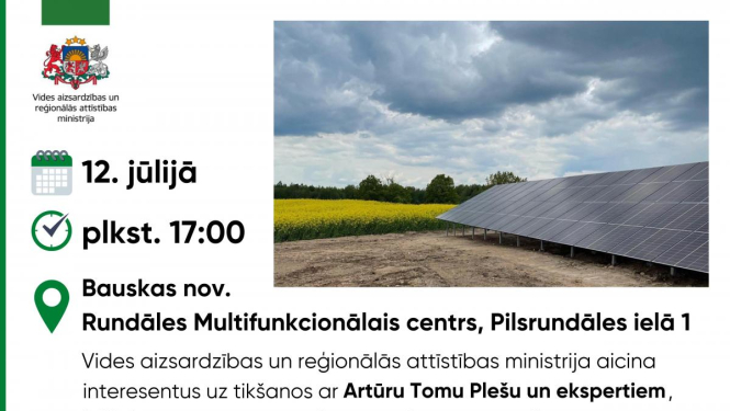Ministrs Plešs apmeklēs Rundāles VPVKAC; informēs iedzīvotājus par ministrijas atbalsta programmām energoefektivitātes veicināšanai
