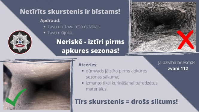 VUGD: no sodrējiem tīrs skurstenis ir pamats drošai apkures sezonai