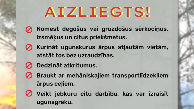 Aicina ievērot ugunsdrošību mežā