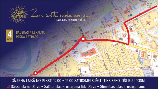 Bauskas novada svētku gājiena laikā 4.jūnijā noteikti satiksmes ierobežojumi