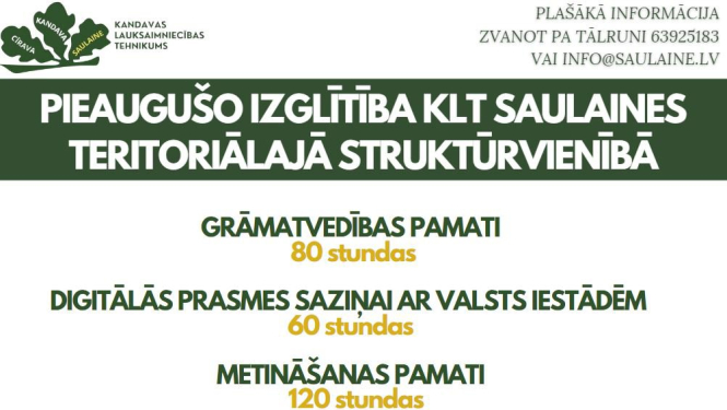 Saulaines teritoriālā struktūrvienība uzsāk organizēt izglītojošus kursus pieaugušajiem