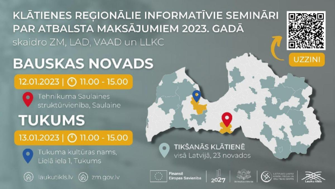 Reģionālajos semināros informēs par atbalsta maksājumiem lauksaimniekiem un lauku uzņēmējiem 2023. gadā