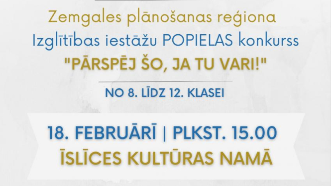 Biedrība "Laiks Jauniešiem" organizē popielas konkursu