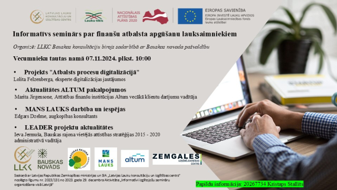 Informatīvais seminārs par aktualitātēm lauksaimniekiem 