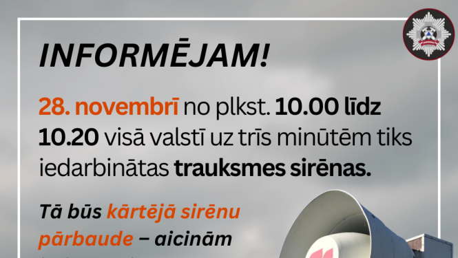Sirēnu pārbaude 28.nov