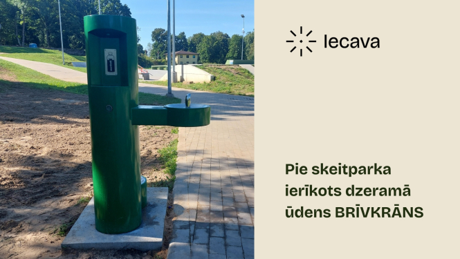 Ierīkots brīvkrāns pie skeitparka