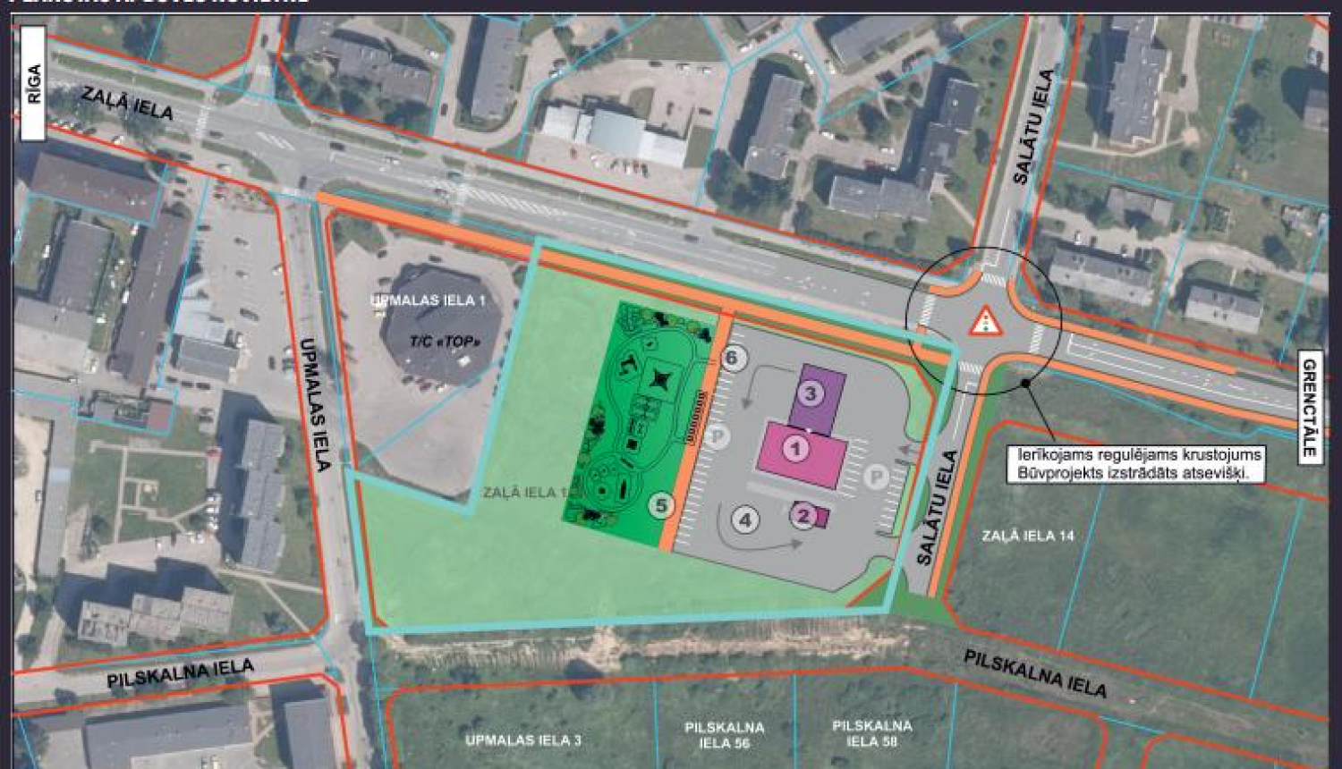 Publiskās apspriešanas paziņojumus par diennakts degvielas uzpildes staciju (DUS) ar veikala ēku un bērnu rotaļu laukumu.