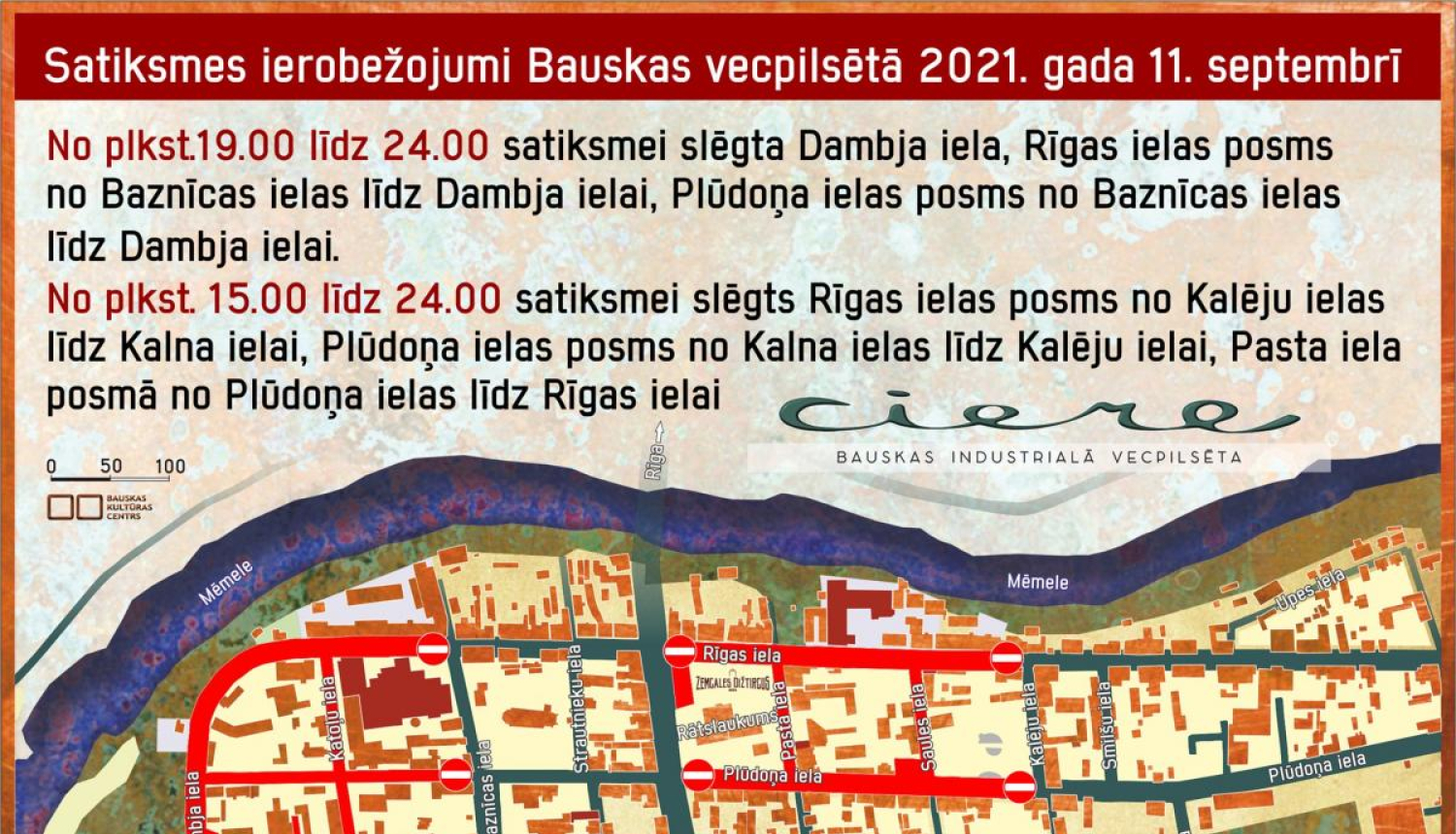 11.septembrī tiks ierobežota satiksme Bauskas vecpilsētā