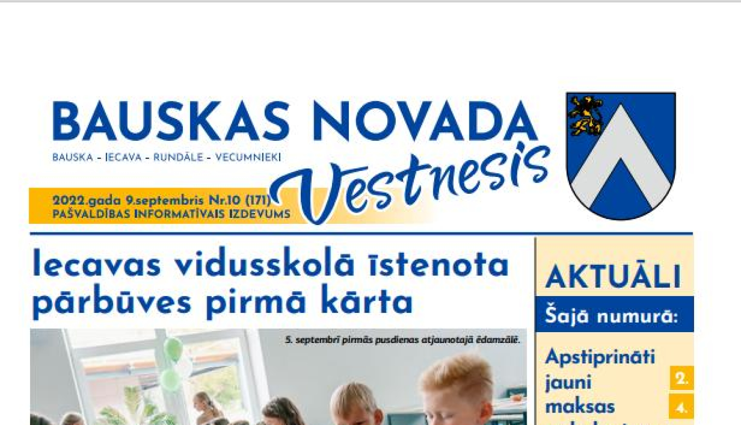 Iznācis pašvaldības informatīvā izdevuma «Bauskas Novada Vēstnesis» septembra numurs