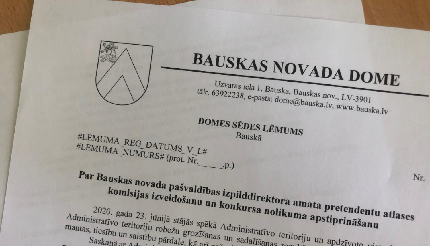 Bauskas novada domes sēdes darba kartība