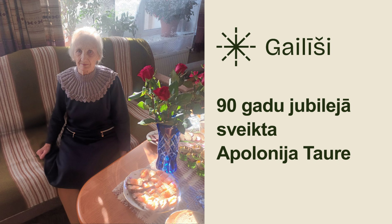 Skaistu 90 gadu jubileju atzīmēja Apolonija Taure Gailīšu pagasta Uzvarā