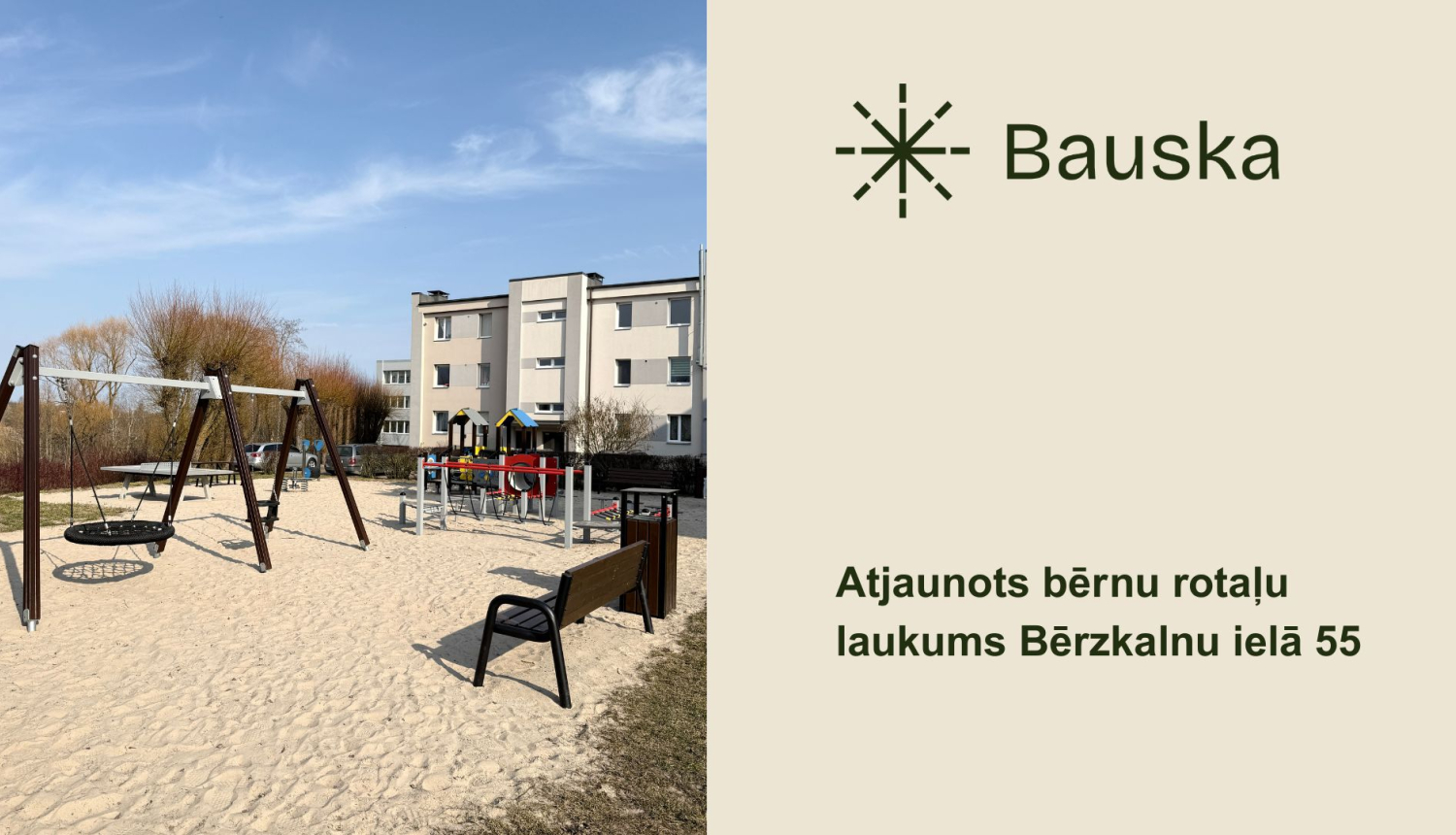 Atjaunots bērnu rotaļu un atpūtas laukums Bērzkalnu ielā 55