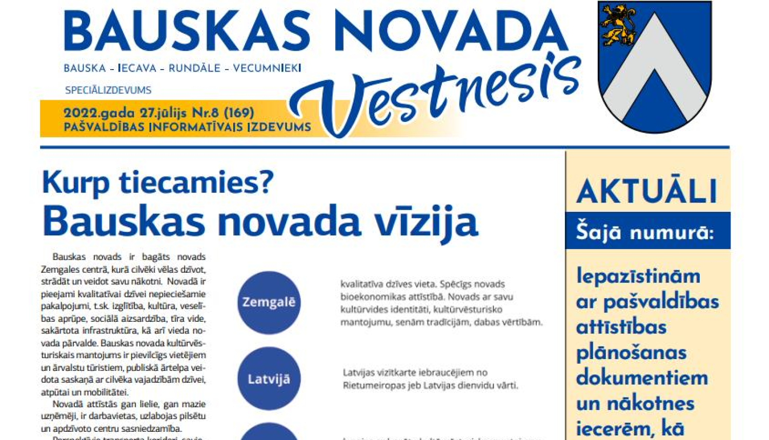 Iznācis pašvaldības informatīvā izdevuma "Bauskas Novada Vēstnesis" speciālizlaidums