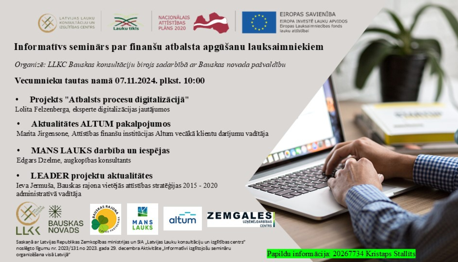 Informatīvais seminārs par aktualitātēm lauksaimniekiem 