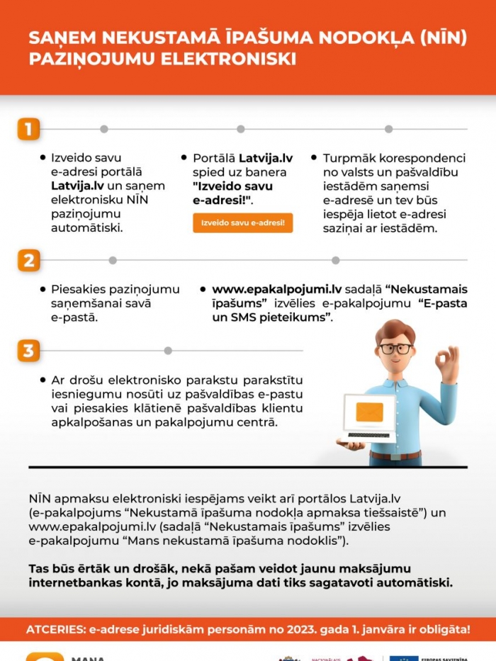 Saņem nekustamā īpašuma nodokļa (NĪN) paziņojumu elektroniski