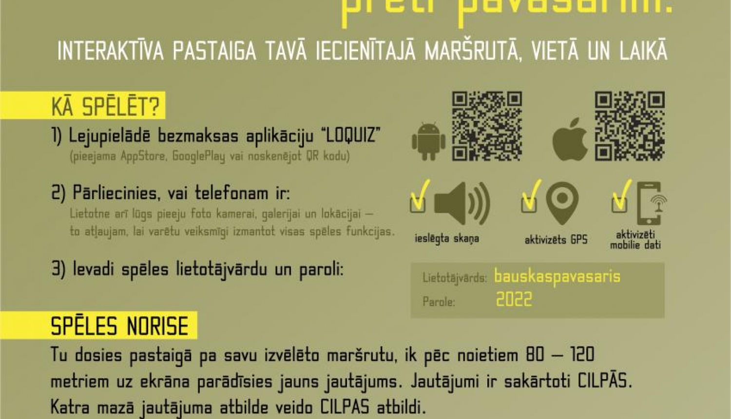 Novadnieki aicināti piedalīties pastaigu spēlē un laimēt pavasarīgas balvas