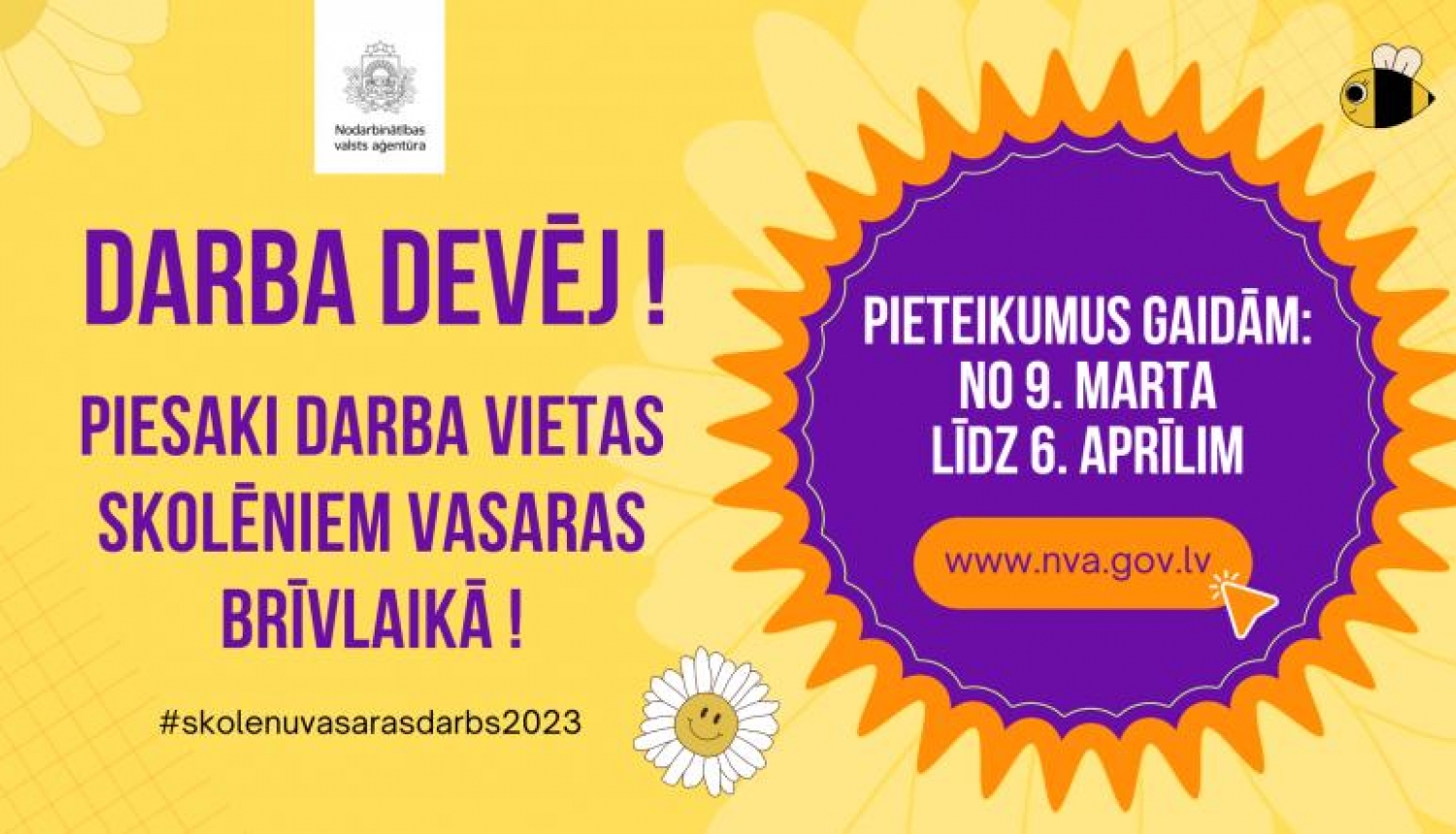 NVA aicina darba devējus pieteikties skolēnu nodarbinātības pasākuma īstenošanai 2023.gada vasarā