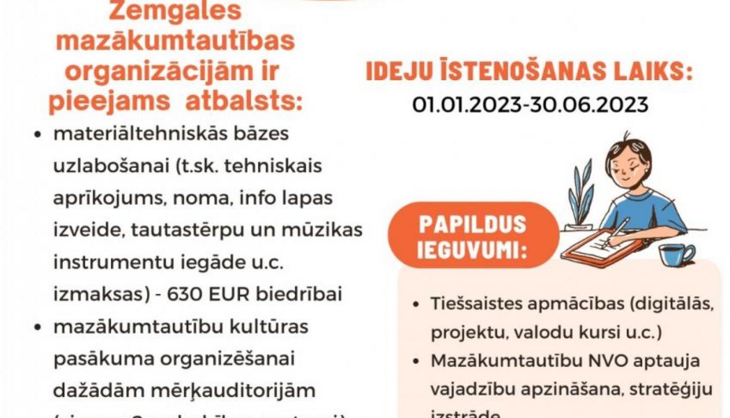 Mazākumtautību NVO Zemgalē pieejams finansējums vairāk kā 10 000 EUR apmērā