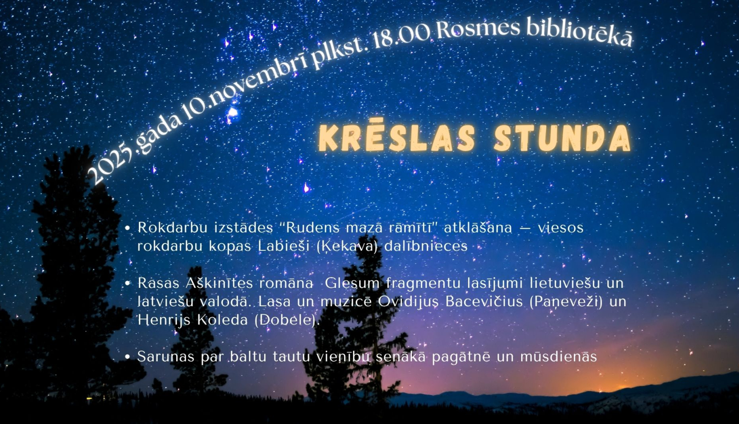 Ziemeļvalstu literatūras nedēļai veltīts pasākums KRĒSLAS STUNDA