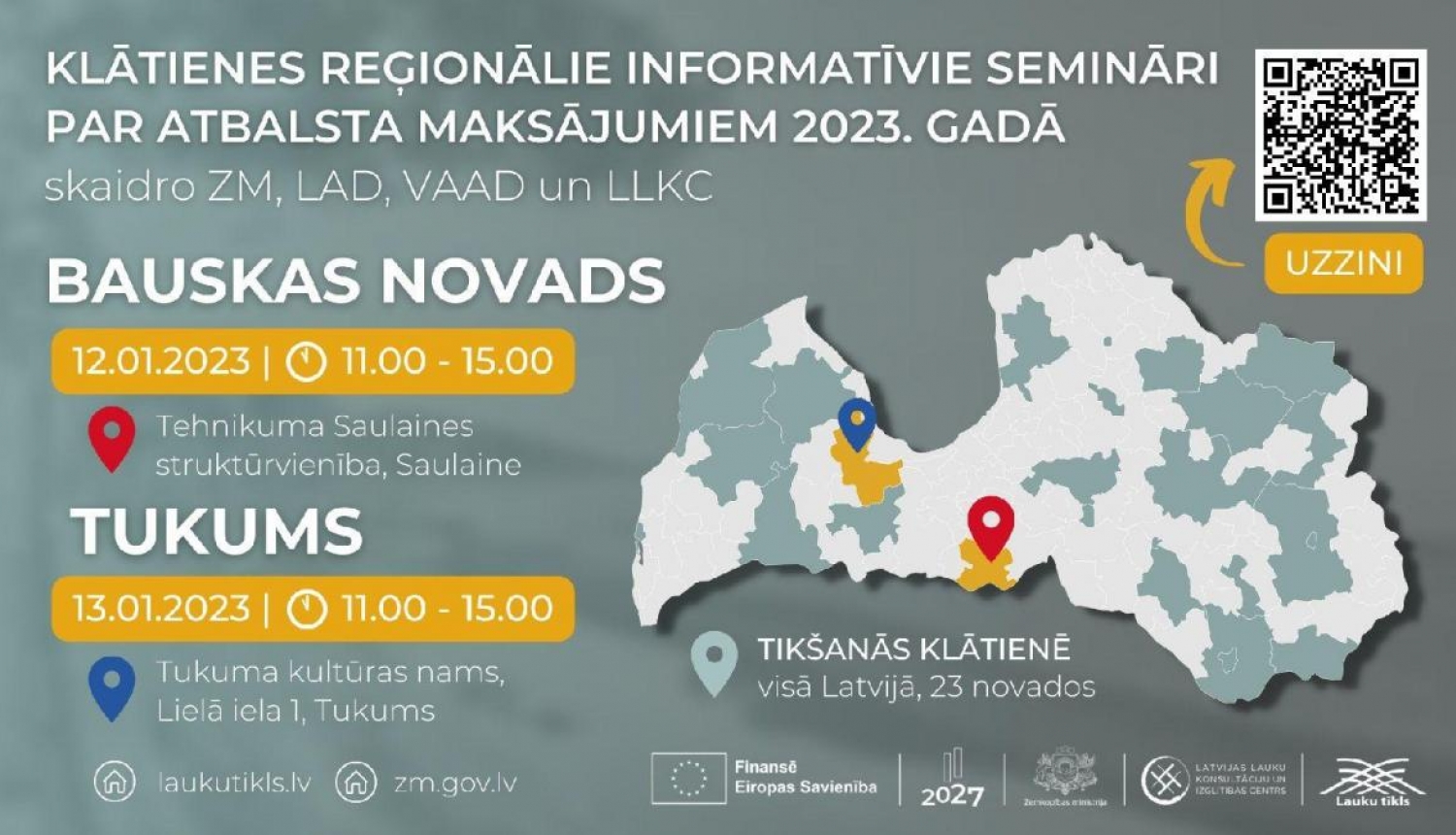 Reģionālajos semināros informēs par atbalsta maksājumiem lauksaimniekiem un lauku uzņēmējiem 2023. gadā