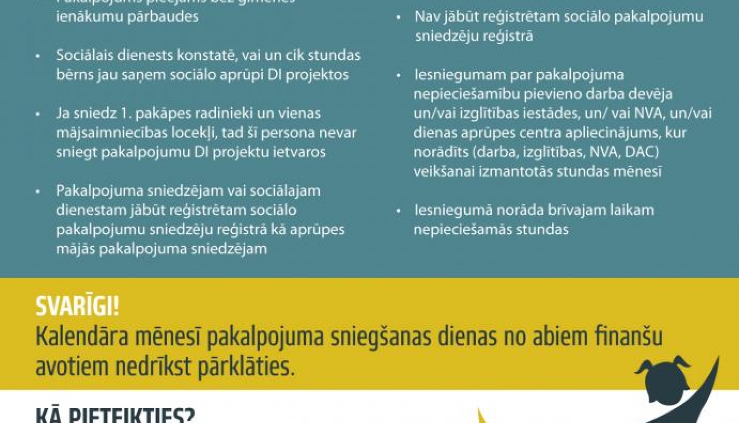 Informācija par aprūpes pakalpojuma nodrošināšanas nosacījumiem bērniem ar īpašas kopšanas nepieciešamību