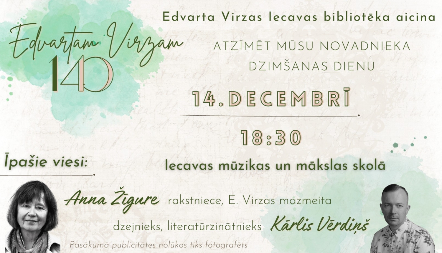 Edvartam Virzam 140 bibliotēkas pasākums