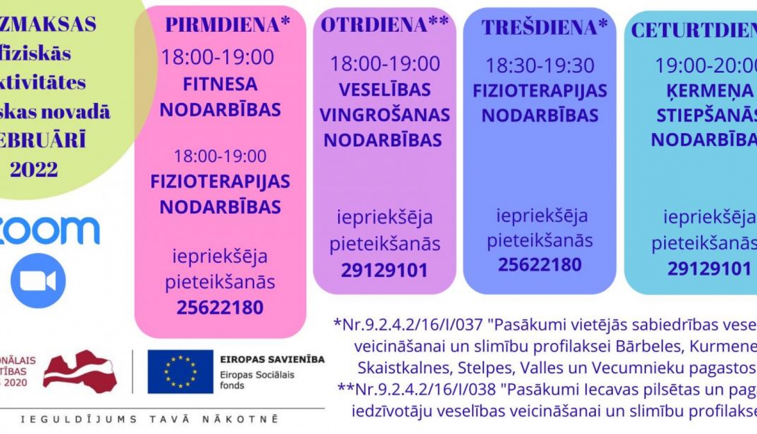 Veselības veicināšanas projektu aktivitātes februārī