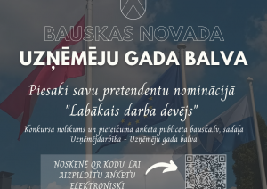 Apbalvoti konkursa «Bauskas novada uzņēmēju gada balva 2022» uzvarētāji     16. septembra vakarā Bauskas pilī notika svinīgs pasākums, kurā pašvaldība godināja Bauskas novada uzņēmējus. Konkurss “Bauskas novada uzņēmēju gada balva 2022”, pēc četru novadu (Bauskas, Iecavas, Vecumnieku un Rundāles) apvienošanas, tika rīkots pirmo reizi.   Ievadā pasākuma viesus uzrunāja un sveica Bauskas novada domes priekšsēdētājs Aivars Okmanis. Viņš uzsvēra, ka pašvaldība lepojas ar ikvienu novada uzņēmumu, jo uzņēmēji ir 
